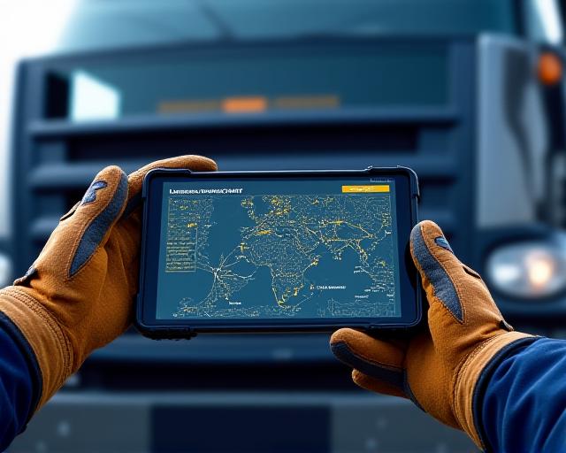 A&S Logistics experts reviewing a heavy haul route plan on a digital tablet