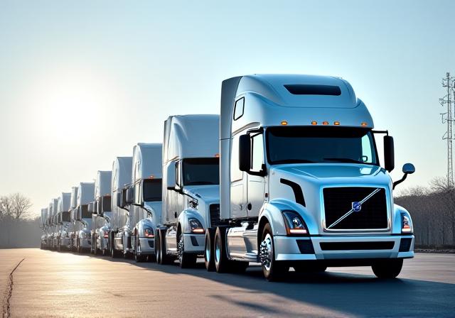 Modern A&S long-haul fleet of white tractors and dry van trailers